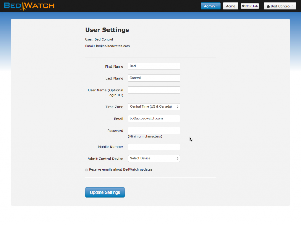 BedWatch now allows users to create a Username for faster log in. 